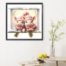 Load image into Gallery viewer, Diamond Painting - Full Round - window animal pig (30*30CM)