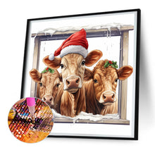 Load image into Gallery viewer, Diamond Painting - Full Round - window animal cow (30*30CM)