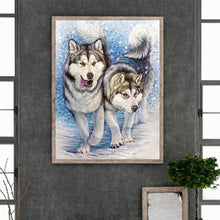 Load image into Gallery viewer, Diamond Painting - Full Round - Wolf in the snow (30*40CM)