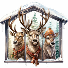 Load image into Gallery viewer, Diamond Painting - Full Round - window animal elk (30*30CM)