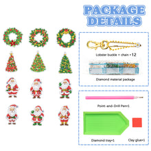 Load image into Gallery viewer, 12PCS Double Sided Special Shape Diamond Painting Keychain Christmas Trees Santa
