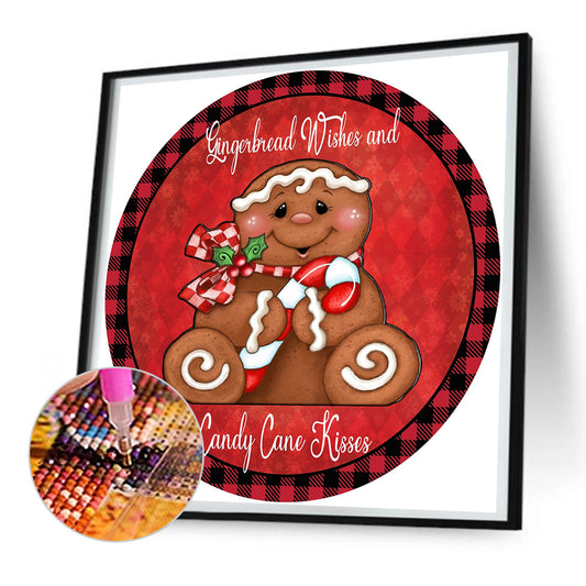 Diamond Painting - Full Round - round gingerbread man (30*30CM)