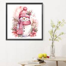 Load image into Gallery viewer, Diamond Painting - Full Round - Winter pink snowman (30*30CM)