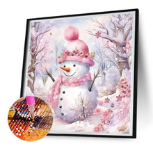 Load image into Gallery viewer, Diamond Painting - Full Round - Winter pink snowman (30*30CM)