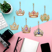 Load image into Gallery viewer, 8PCS Diamond Art Keyring Little Animal Double Sided Crown Special Shape Handbag