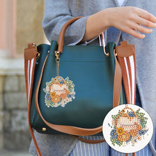 Load image into Gallery viewer, 8PCS Diamond Art Keyring Little Animal Double Sided Crown Special Shape Handbag