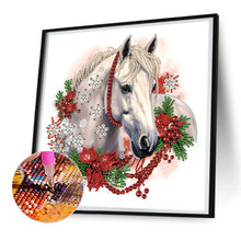 Load image into Gallery viewer, Diamond Painting - Partial Special Shaped - Christmas white horse (30*30CM)