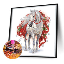 Load image into Gallery viewer, Diamond Painting - Partial Special Shaped - Christmas white horse (30*30CM)
