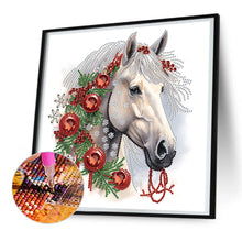 Load image into Gallery viewer, Diamond Painting - Partial Special Shaped - Christmas white horse (30*30CM)