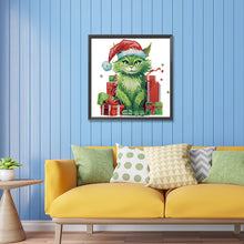 Load image into Gallery viewer, Diamond Painting - Partial Special Shaped - Christmas green kitten (30*30CM)