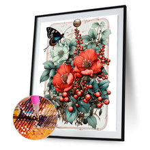 Load image into Gallery viewer, Diamond Painting - Full Round - Retro red flower butterfly (30*40CM)