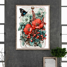 Load image into Gallery viewer, Diamond Painting - Full Round - Retro red flower butterfly (30*40CM)