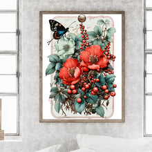 Load image into Gallery viewer, Diamond Painting - Full Round - Retro red flower butterfly (30*40CM)