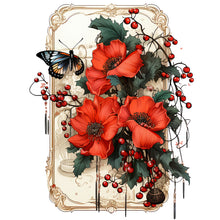 Load image into Gallery viewer, Diamond Painting - Full Round - Retro red flower butterfly (30*40CM)