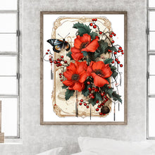 Load image into Gallery viewer, Diamond Painting - Full Round - Retro red flower butterfly (30*40CM)