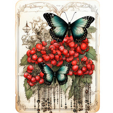 Load image into Gallery viewer, Diamond Painting - Full Round - Retro red flower butterfly (30*40CM)
