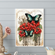 Load image into Gallery viewer, Diamond Painting - Full Round - Retro red flower butterfly (30*40CM)