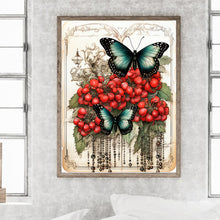 Load image into Gallery viewer, Diamond Painting - Full Round - Retro red flower butterfly (30*40CM)