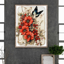 Load image into Gallery viewer, Diamond Painting - Full Round - Retro red flower butterfly (30*40CM)