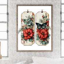 Load image into Gallery viewer, Diamond Painting - Full Round - Retro red flower butterfly (30*40CM)