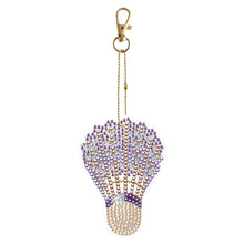 Load image into Gallery viewer, Double Sided Special Shape Diamond Painting Keychain (Purple Badminton)