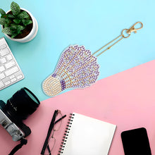 Load image into Gallery viewer, Double Sided Special Shape Diamond Painting Keychain (Purple Badminton)