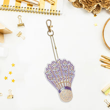Load image into Gallery viewer, Double Sided Special Shape Diamond Painting Keychain (Purple Badminton)