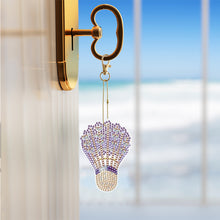 Load image into Gallery viewer, Double Sided Special Shape Diamond Painting Keychain (Purple Badminton)
