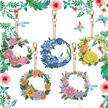 Load image into Gallery viewer, 5PCS Full Drill Keyring Wreath Double Sided Rhinestone Painting Keychain Pendant