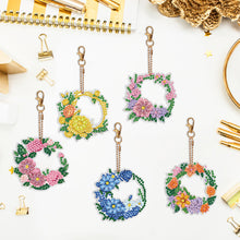 Load image into Gallery viewer, 5PCS Full Drill Keyring Wreath Double Sided Rhinestone Painting Keychain Pendant