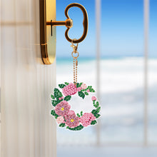 Load image into Gallery viewer, 5PCS Full Drill Keyring Wreath Double Sided Rhinestone Painting Keychain Pendant