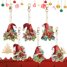 Load image into Gallery viewer, 6PCS Double Sided Special Shape Diamond Painting Keychain (Christmas Hat)