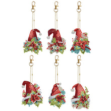 Load image into Gallery viewer, 6PCS Double Sided Special Shape Diamond Painting Keychain (Christmas Hat)