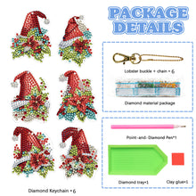 Load image into Gallery viewer, 6PCS Double Sided Special Shape Diamond Painting Keychain (Christmas Hat)