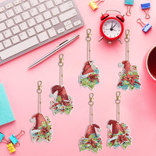 Load image into Gallery viewer, 6PCS Double Sided Special Shape Diamond Painting Keychain (Christmas Hat)