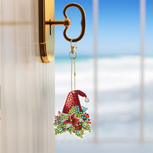 Load image into Gallery viewer, 6PCS Double Sided Special Shape Diamond Painting Keychain (Christmas Hat)