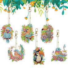 Load image into Gallery viewer, 6PCS Double Sided Special Shape Diamond Painting Keychain (Birds)