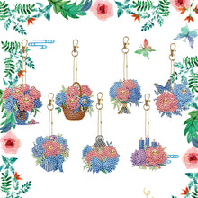 Load image into Gallery viewer, 7PCS Double Sided Special Shape Diamond Painting Keychain (Flowers)