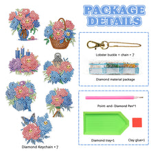Load image into Gallery viewer, 7PCS Double Sided Special Shape Diamond Painting Keychain (Flowers)
