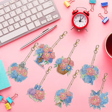 Load image into Gallery viewer, 7PCS Double Sided Special Shape Diamond Painting Keychain (Flowers)