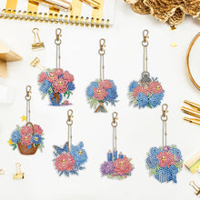 Load image into Gallery viewer, 7PCS Double Sided Special Shape Diamond Painting Keychain (Flowers)