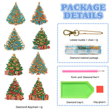 Load image into Gallery viewer, 8PCS Double Sided Full Drill Keyring Special Shape Diamond Art Keyring Xmas Tree