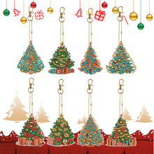 Load image into Gallery viewer, 8PCS Double Sided Full Drill Keyring Special Shape Diamond Art Keyring Xmas Tree
