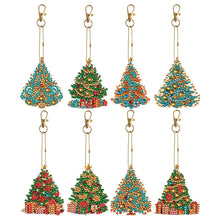 Load image into Gallery viewer, 8PCS Double Sided Full Drill Keyring Special Shape Diamond Art Keyring Xmas Tree