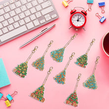 Load image into Gallery viewer, 8PCS Double Sided Full Drill Keyring Special Shape Diamond Art Keyring Xmas Tree