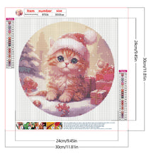 Load image into Gallery viewer, Diamond Painting - Full Round - Pink kitten in the snow (30*30CM)