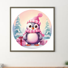 Load image into Gallery viewer, Diamond Painting - Full Round - Pink little penguin in the snow (30*30CM)