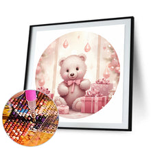Load image into Gallery viewer, Diamond Painting - Full Round - Pink bear in the snow (30*30CM)