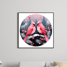 Load image into Gallery viewer, Diamond Painting - Full Round - Pink bird in the snow (30*30CM)