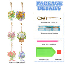 Load image into Gallery viewer, 6PCS Double Sided Special Shape Diamond Painting Art Keychain Pendant Flower Pot